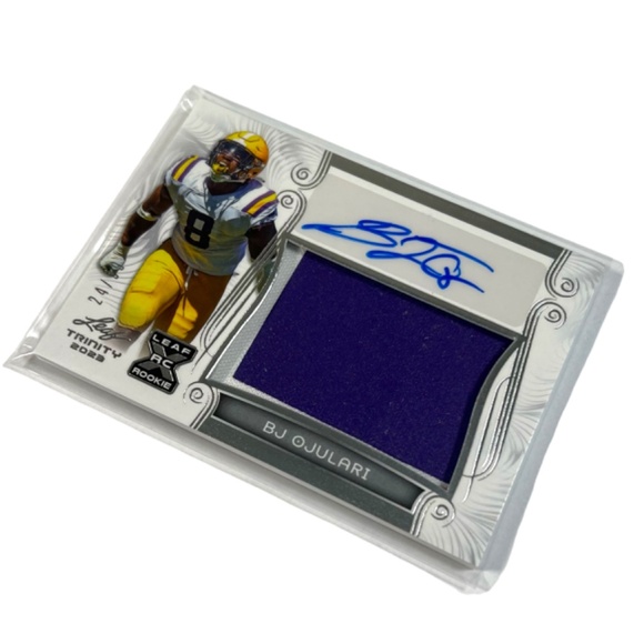 BJ Ojulari 2023 Leaf Trinity Football Rookie Patch Auto /99 LSU Tigers - Picture 5 of 6